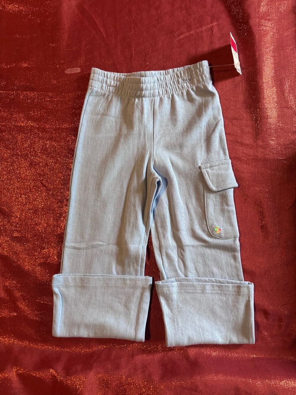 RBX Pants Kids 5/6 Cargo Pocket Elastic Waist Cotton Blend Light Blue Roll Cuff